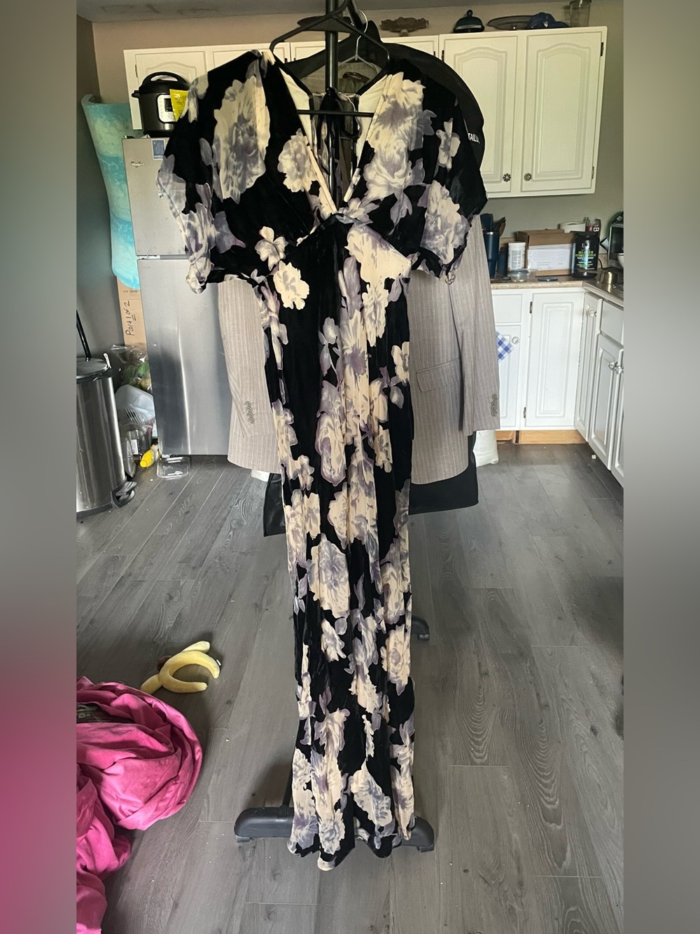Together Black Maxi Dress with Cream and Lavender Floral Print